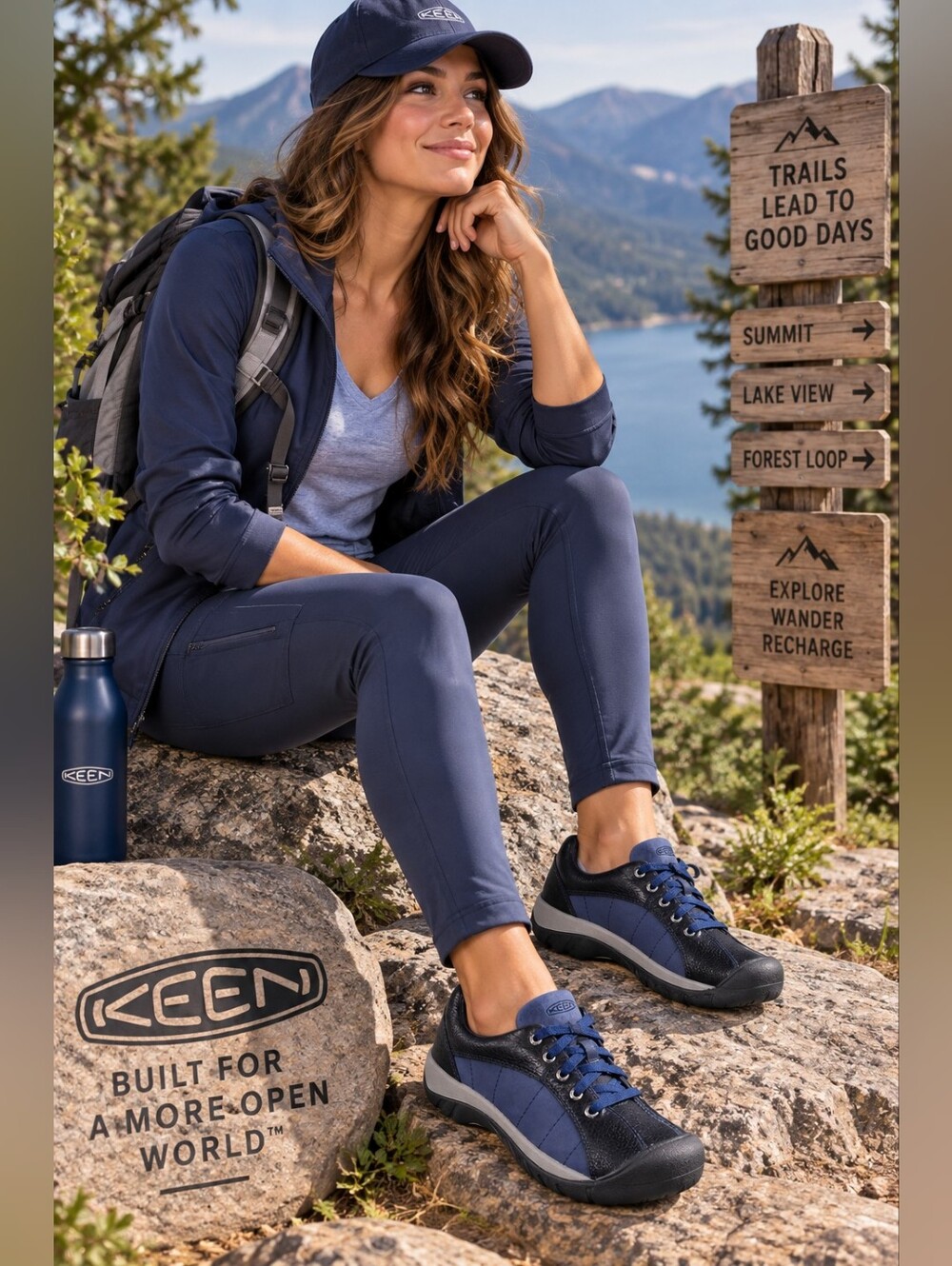 KEEN Presidio Women’s Leather Walking Shoes – Naval Academy/Dark Navy – NIB - Picture 2 of 7